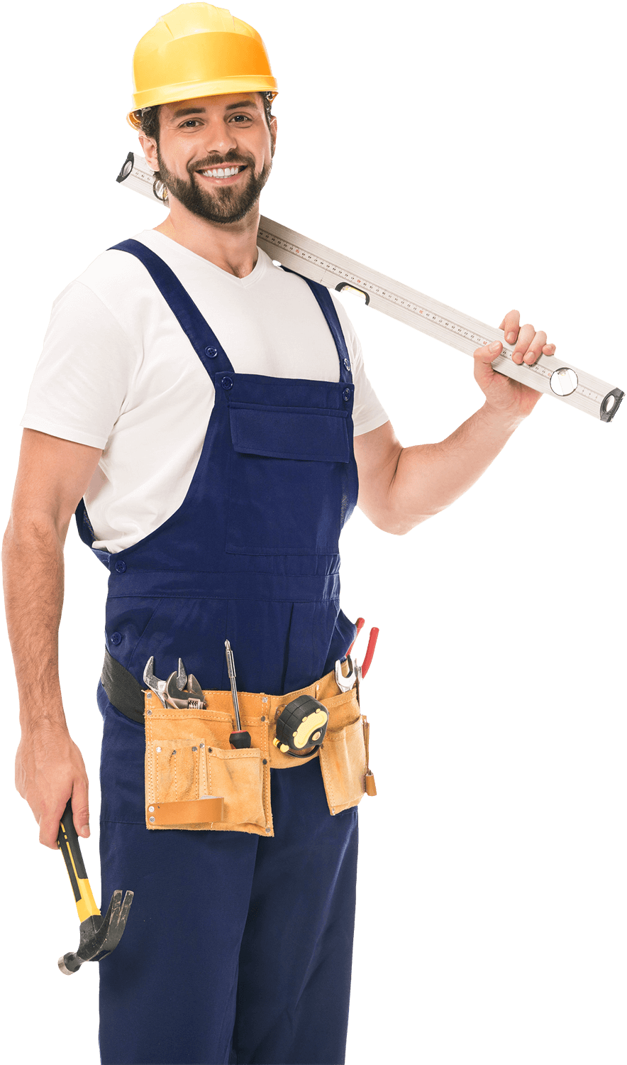 tinyjpg handsome happy workman holding level tool and hamm 979P7L2